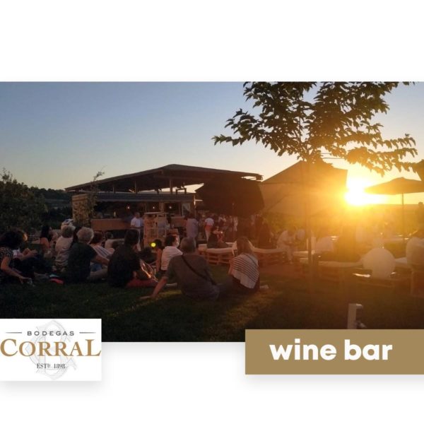 sunset at the bodegas corral wine bar in navrrete, la rioja